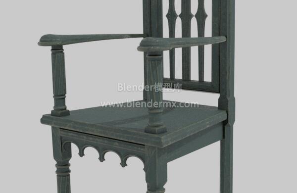 绿色中世纪高背实木椅子