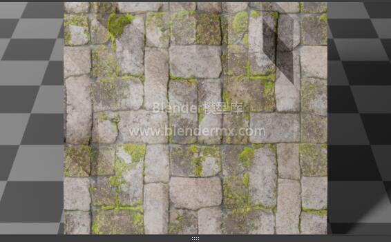 苔藓石砖铺地面人行道步道
